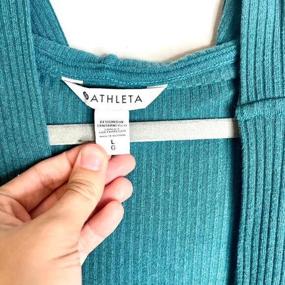 Athleta Harmony Pose Wrap Green Hooded Rib Knit Oversized Gorpcore Sz Large - Picture 5 of 7